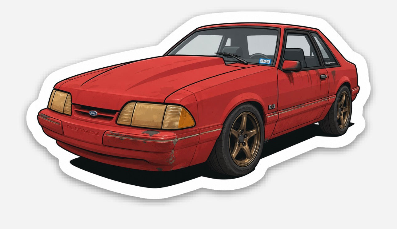 GrgBuiltCoyote- The Red Fox '88 Mustang 3” Sticker